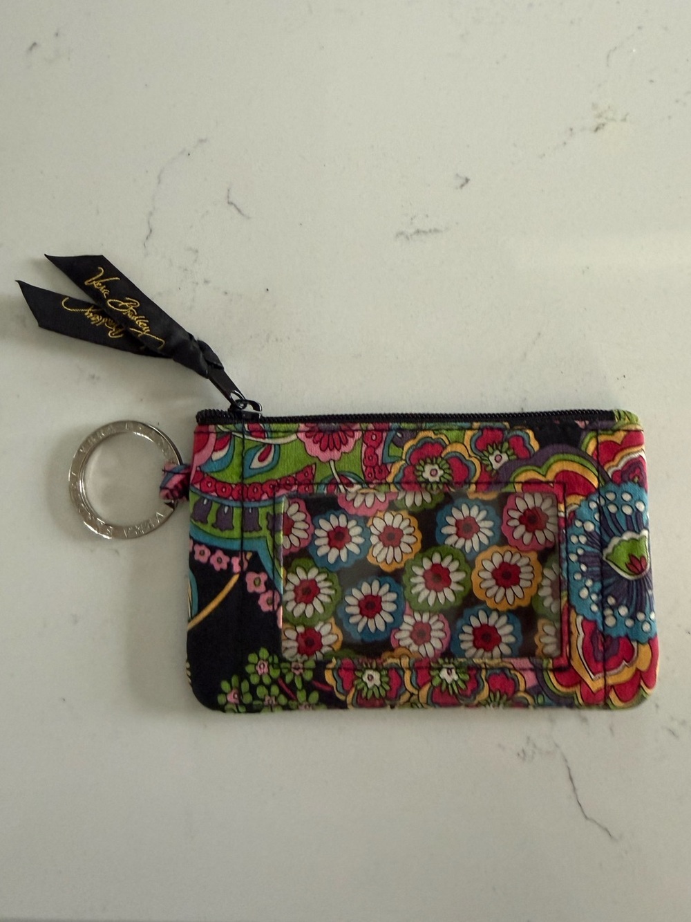 Vera Bradley Zip ID Case with Silver Key Ring